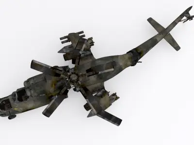 Aircraft Crashed Mi-24 Low-poly 3D model