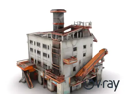Abandoned Factory Complex Urban Decay model pack Low-poly 3D model