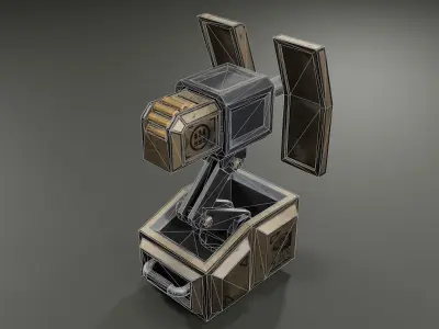 Foldable turret Low-poly 3D model