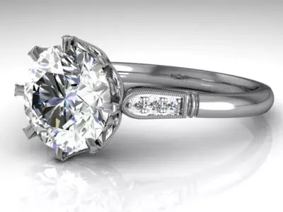 Antique diamond engagement ring 3D print model