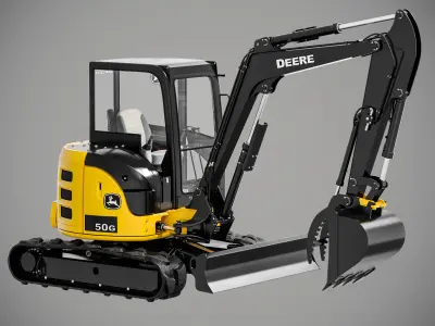 John Deere 50G Excavator Rigged 3D model
