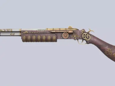 Steampunk gun  Low-poly 3D model