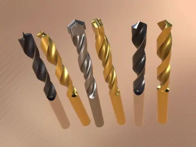 Drill Bit Set Low-poly 3D model