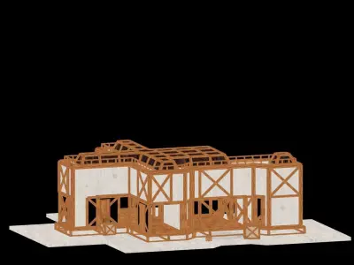 Medieval Low Poly Building Castle Wooden Village Stone House 26 Low-poly 3D model