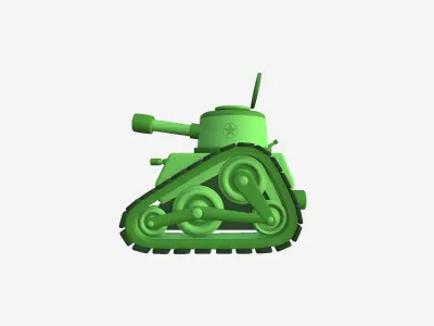 War Tank Cartoon A01 Green - Military Vehicle Low-poly 3D model