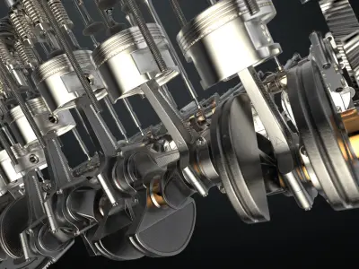 V12 Engine Working Animated 3D model