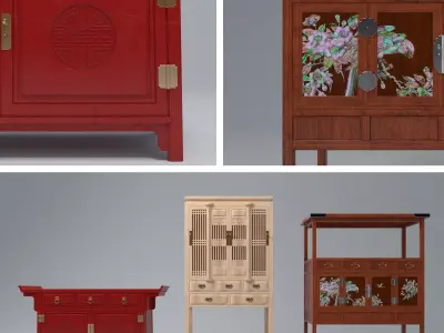 ANTIQUE CABINET SET 3D model