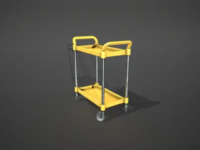 Yellow Service Cart Low-poly 3D model