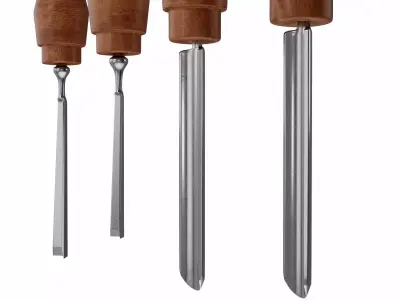wood carving chisel Low-poly 3D model