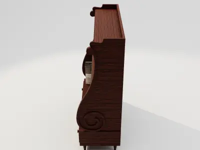 Wooden Bookshelf Showcase with Books Low-poly 3D model