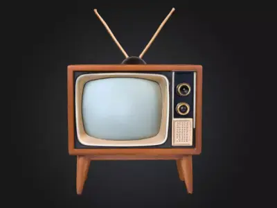 Retro Television Set Low-poly 3D model