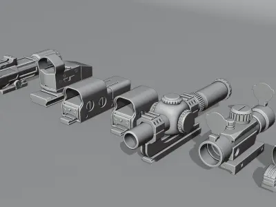 Gun Scope Collection Low-poly 3D model