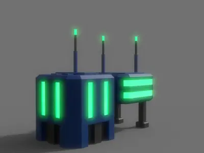 PBR Sci-Fi Building A16 Low-poly 3D model