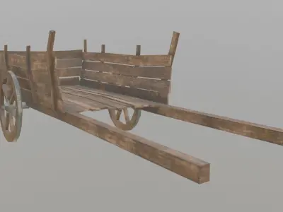 medieval cart with pbr textures Low-poly 3D model