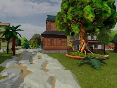 Japanese Village Landscape 3D model