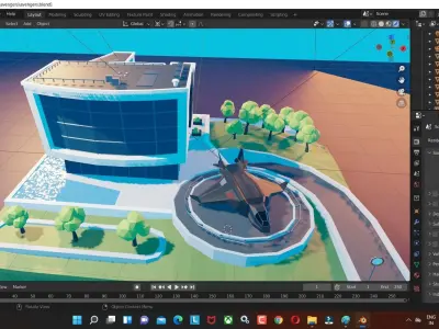 The Quinjet  and Avengers Facility 3D model  Low-poly 3D model