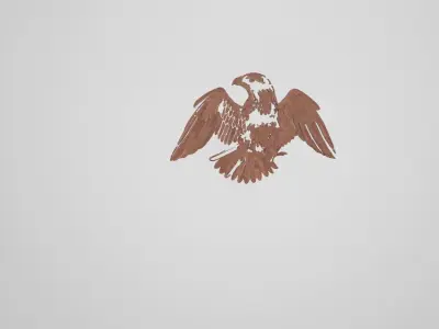 2D to 3D design of Eagle  Low-poly 3D model