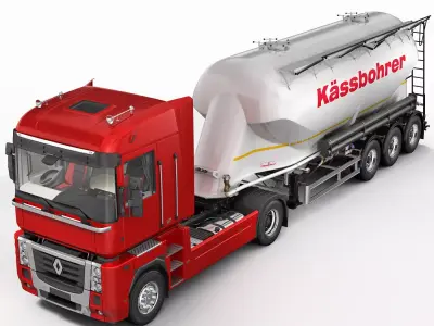 Renault Magnum Silo Trailer 3D model