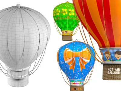 Stylized Hot Air Balloon Low-poly 3D model