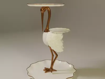 whithe bird and late Free 3D model