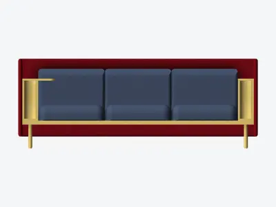 Sofa - Contemporary - Flame - Medium Work Shelf - Left Low-poly 3D model