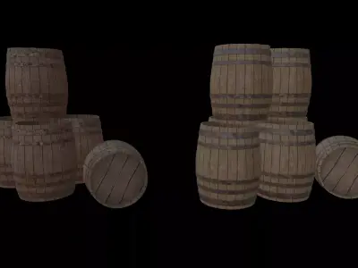 Medieval Wooden Barrel 001 Low Poly Low-poly 3D model