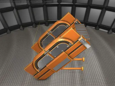 Sci-Fi Stairs - 21 - Orange Version Low-poly 3D model