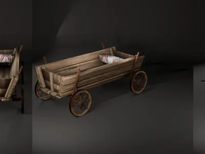 Traditional old cart Low-poly 3D model