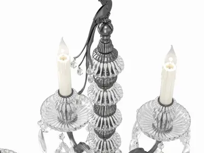 Maison Bagues Bronze Crystal and Rock Crystal Six-Light Chandeli 3D model