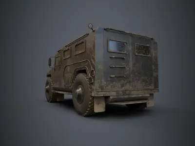 Dirty Military Vehicle Low-poly 3D model