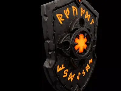 Stylized Fantasy Runed Shield Low-poly 3D model