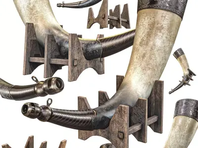 Viking Drinking Horn Low-poly 3D model