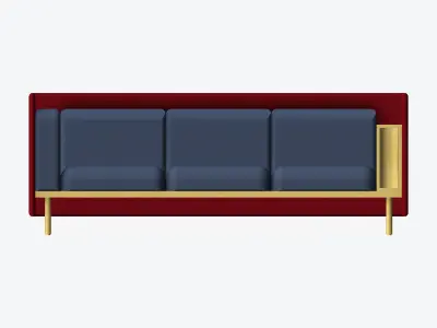 Sofa - Contemporary - Flame - Medium - Armrest Shelf Low-poly 3D model get
