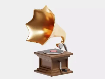 Gramophone 3d model Low-poly 3D model