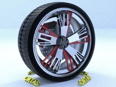 ORTAS CAR RIM 62 GAME READY RIM TIRE AND DISC 3D model