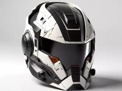 Damaged SciFi Helmet 3D model