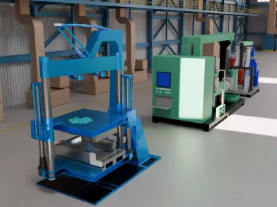 Animated Polyurethane Panel Factory 3D Model Low-poly 3D model