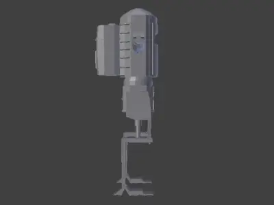 Bipedal Steampunk Mech Mesh and Rig Low-poly 3D model