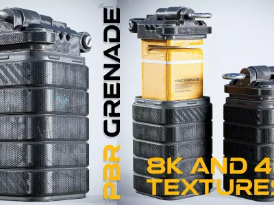 Sci-fi Bulky Frag Grenade Low-poly 3D model
