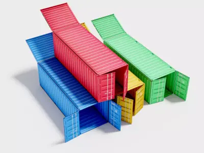 Super Low Poly Shipping Container with doors - PUBG Container Low-poly 3D model