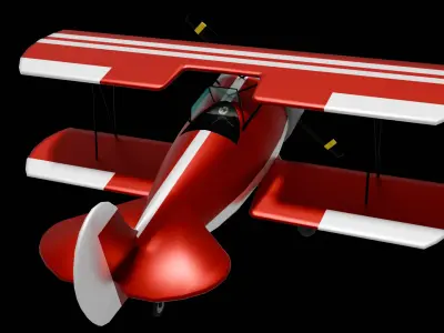 Classic Red Plane  Low-poly 3D model