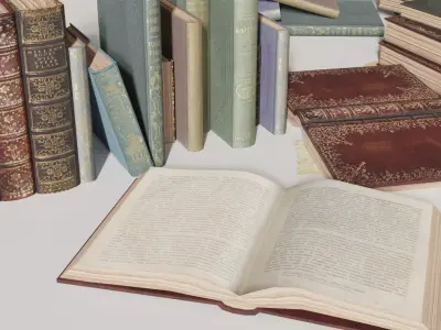 Old books set Free low-poly 3D model