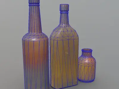 Bottles 2 vintage Low-poly 3D model