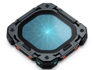 SciFi Broken Hologram Panel Low-poly 3D model