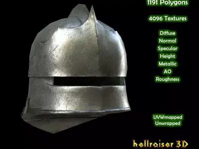 Sallet - Helmet - PBR - Textured Low-poly 3D model