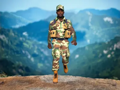 Ethiopian Soldier Camouflage Uniform Low-poly 3D model
