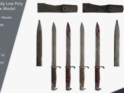 German Bayonets Knife WW Game Ready  Free low-poly 3D model