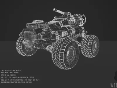 HMV-1 Raptor Detailed Military Vehicle Steampunk  3D model