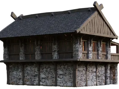 Old Medieval Building House 4K Textures GameReady 41 Low-poly 3D model