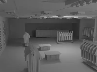 Clothing Store Interior No Material 3D model